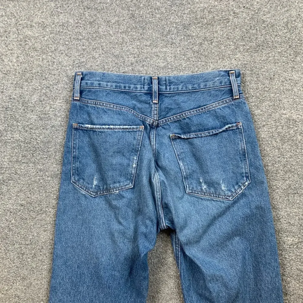 Agolde Jeans Womens 27 Denim Jamie High Rise Distressed Straight Leg Raw Hem